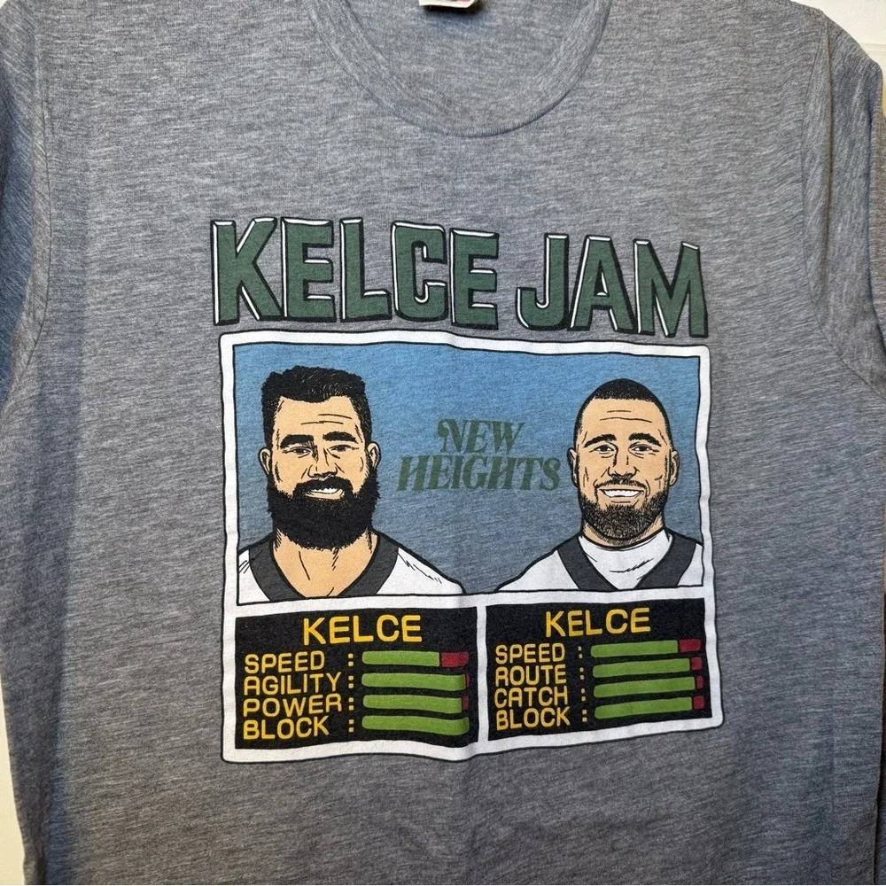 New Heights Homage Graphic Tee Shirt Small Travis Jason Kelce Football Podcast